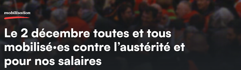 Le 2 décembre toutes et tous mobilisé·es contre l’austérité et pour nos salaires