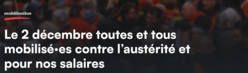 Le 2 décembre toutes et tous mobilisé·es contre l’austérité et pour nos salaires